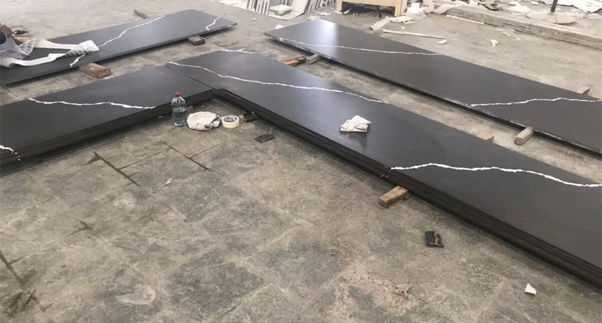 Factory Making Black Quartz Stone For Flooring Tile Wall Tiles